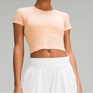 NWT Lululemon Swiftly Tech Cropped Short-Sleeve Shirt 2.0 Peach Bellini Sz 6